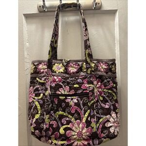 Vera Bradley 13 X 17" Tote Bag  Purse Brown /‎ Pink/ Purple Floral Design